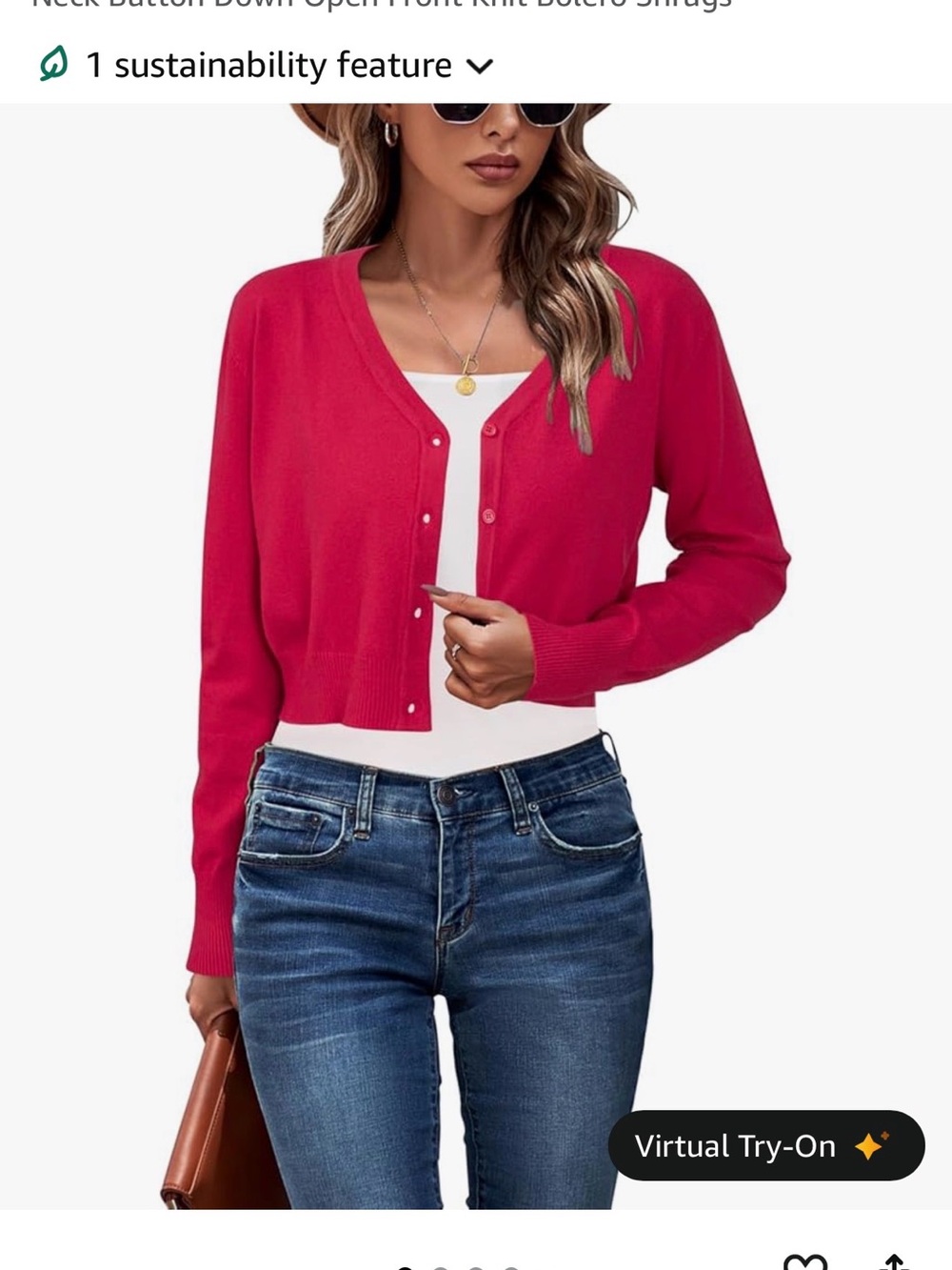 Amazon Women's Bright Pink Button-Front Cropped Cardigan